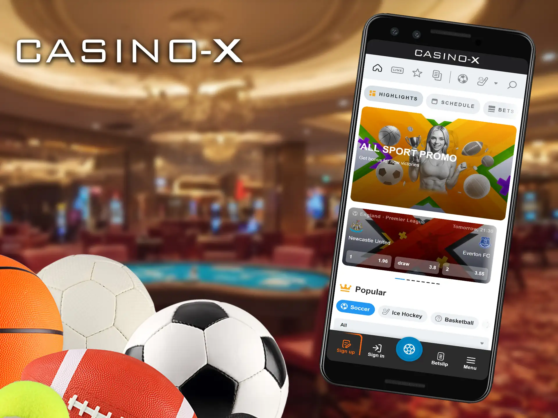 You can bet in the Sports section at Casino-X!