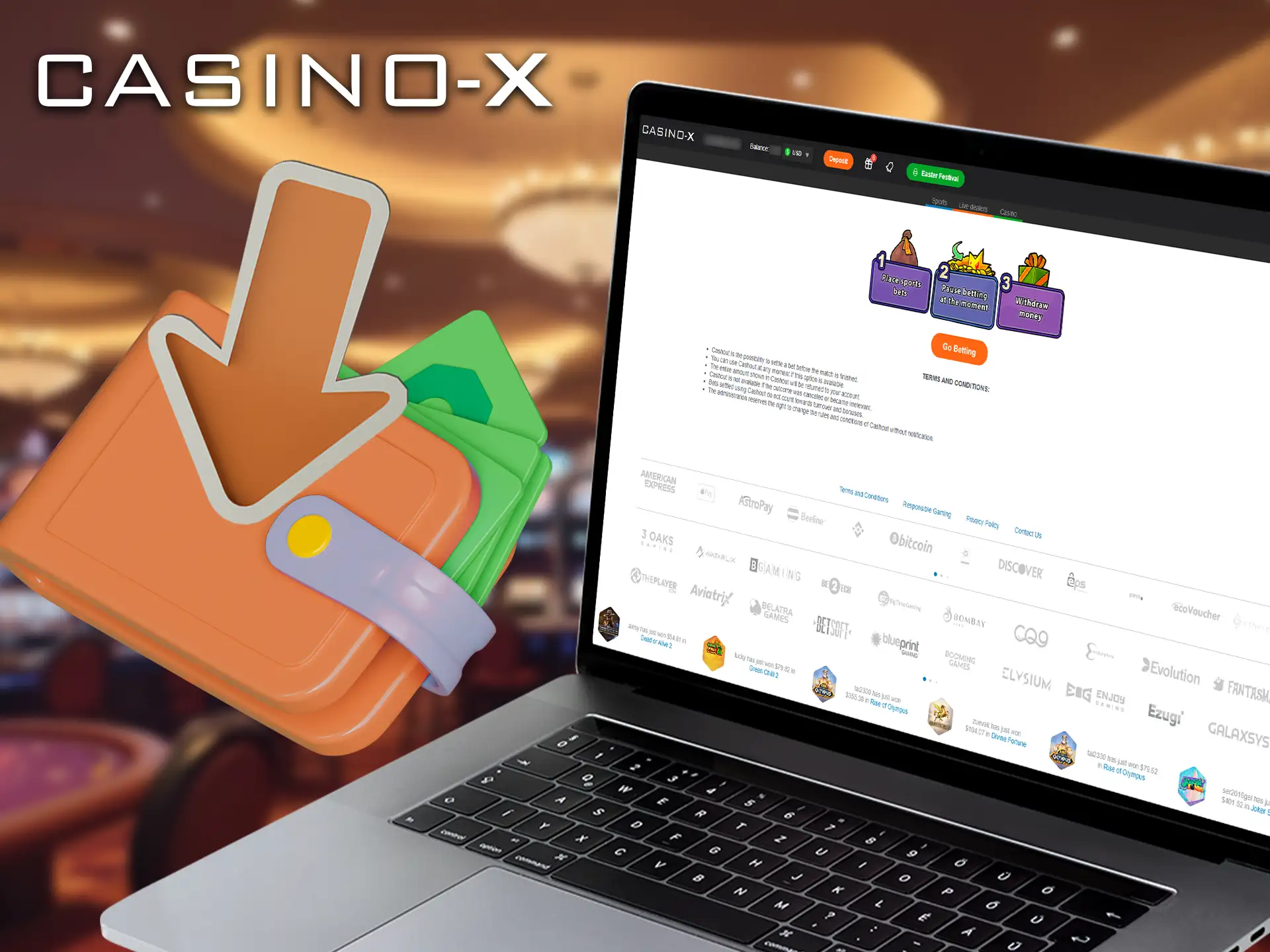 Casino-X allows you to settle your bets before the match ends.