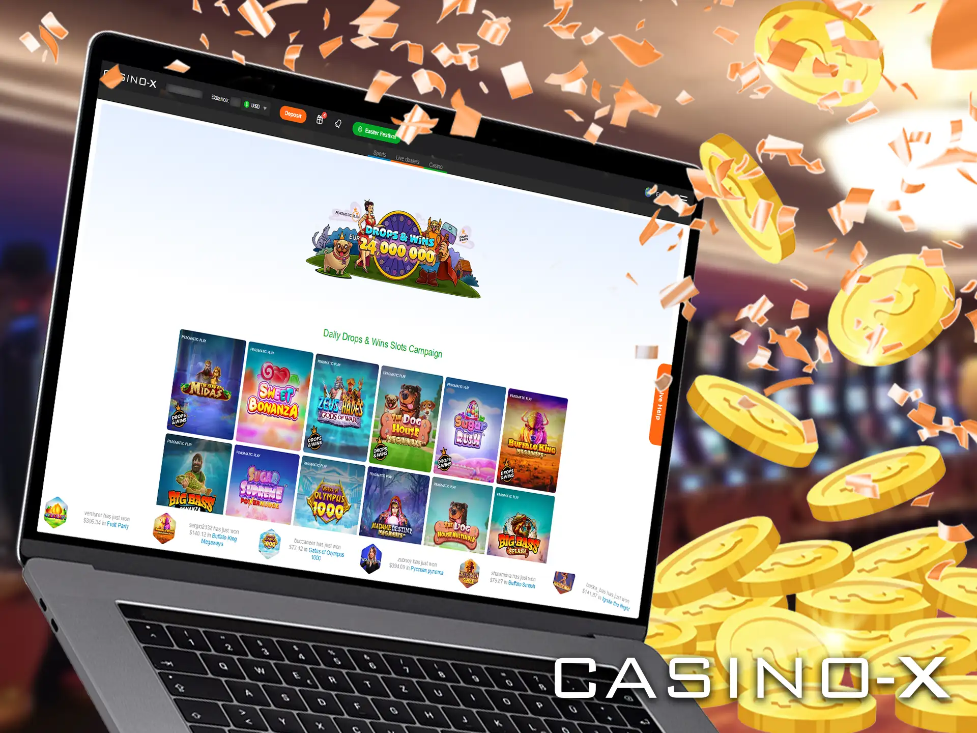 Casino-X has exciting weekly tournaments and daily prize draws with amazing rewards.