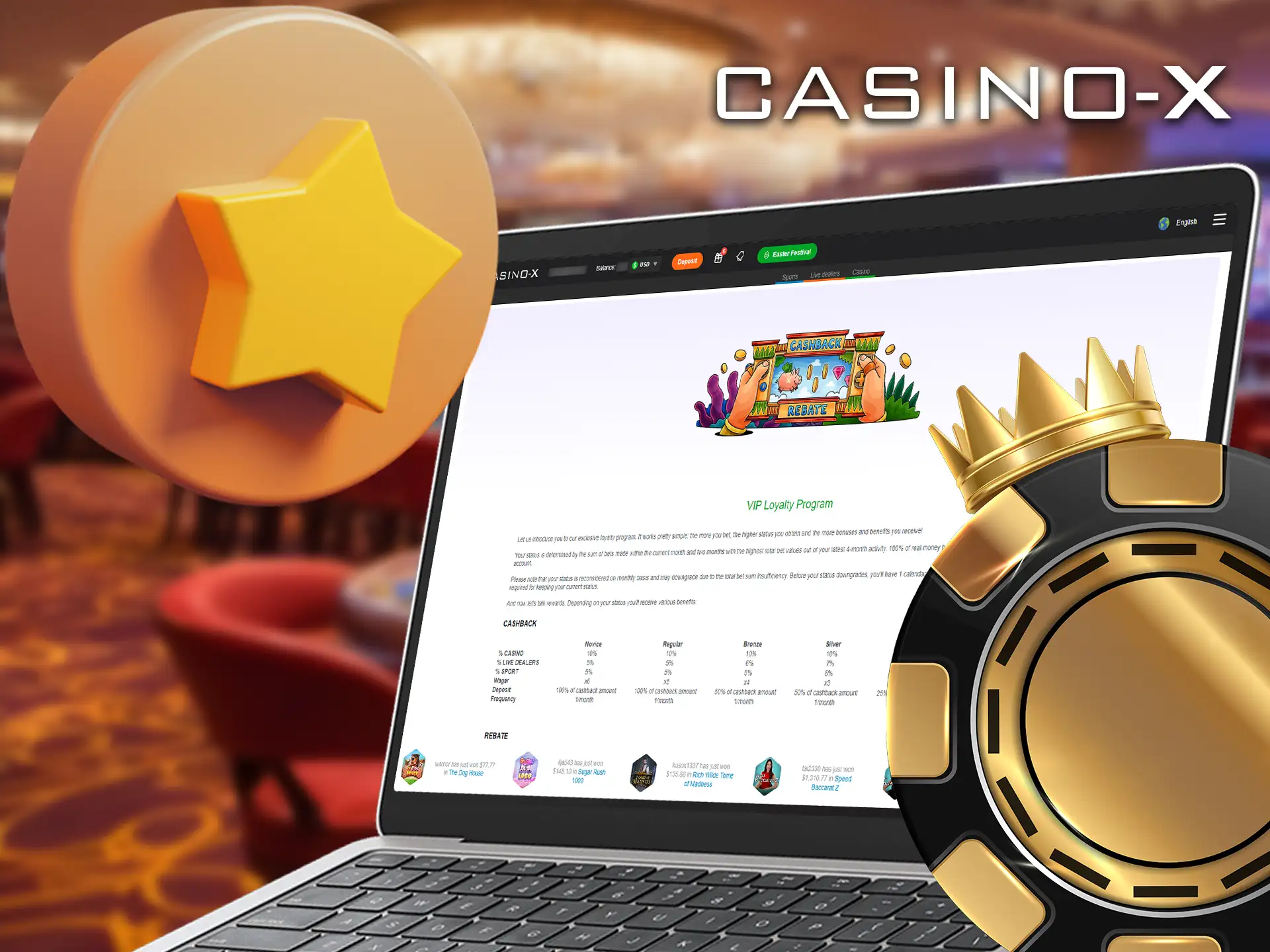 Explore Casino-X exciting loyalty program.