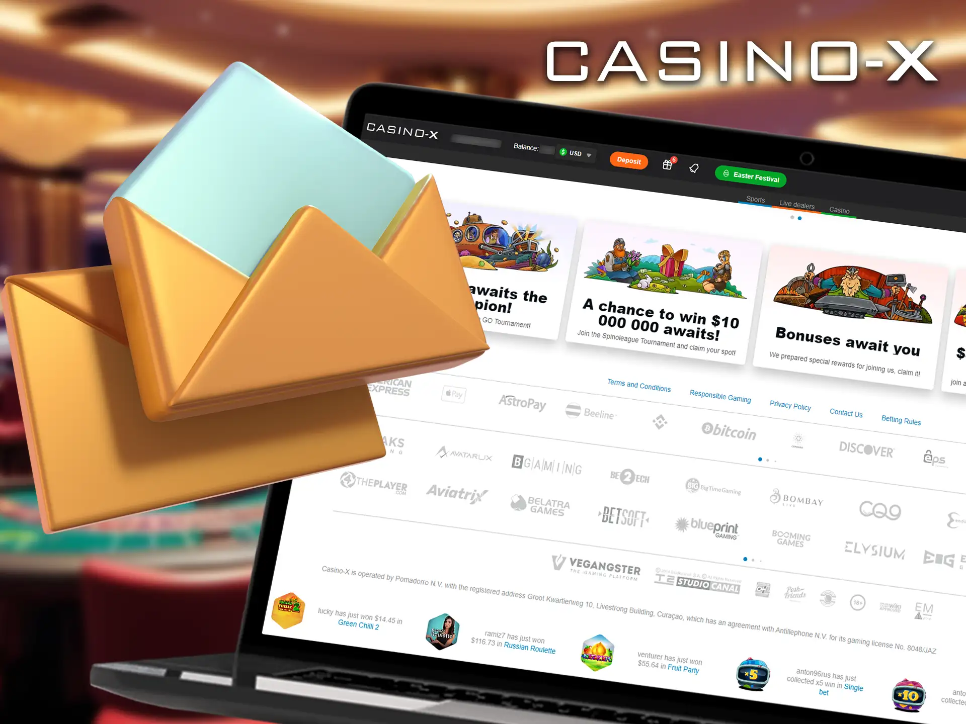 Casino-X offers several ways to contact us, including email.