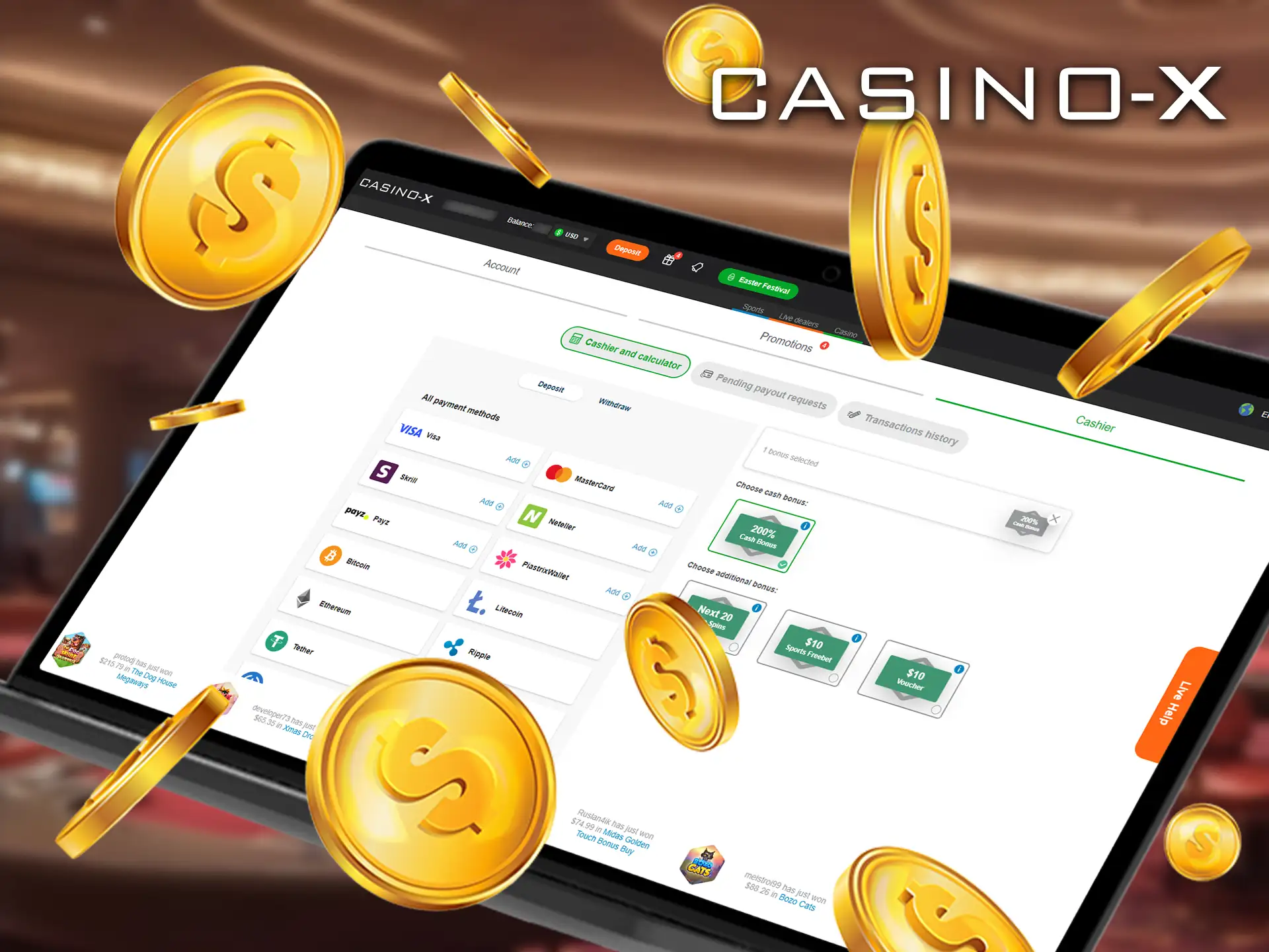 Learn how to quickly fund your Casino-X account.