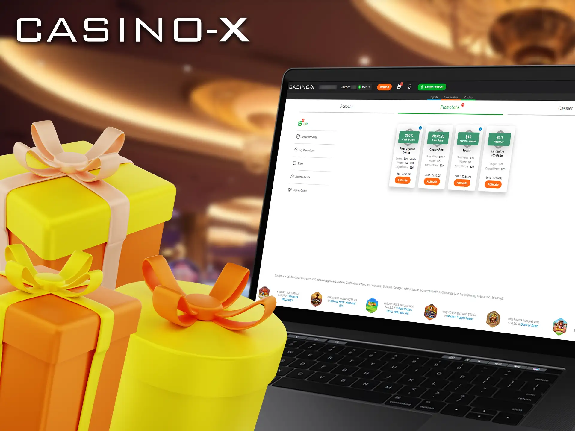 Join Casino-X and get ready to receive exciting bonus offers after you sign up!