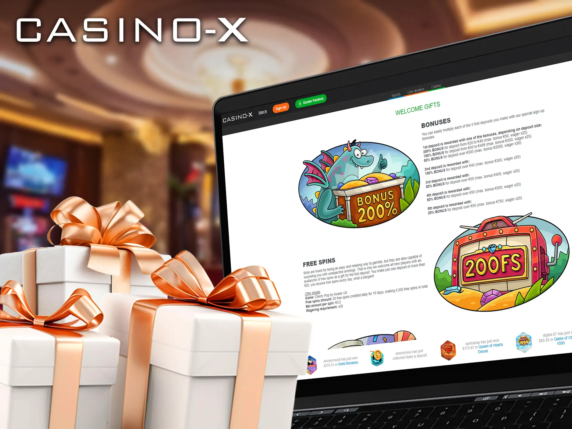 Casino-X welcomes new players with a generous Welcome Bonus, boosting their initial deposit to explore the games.