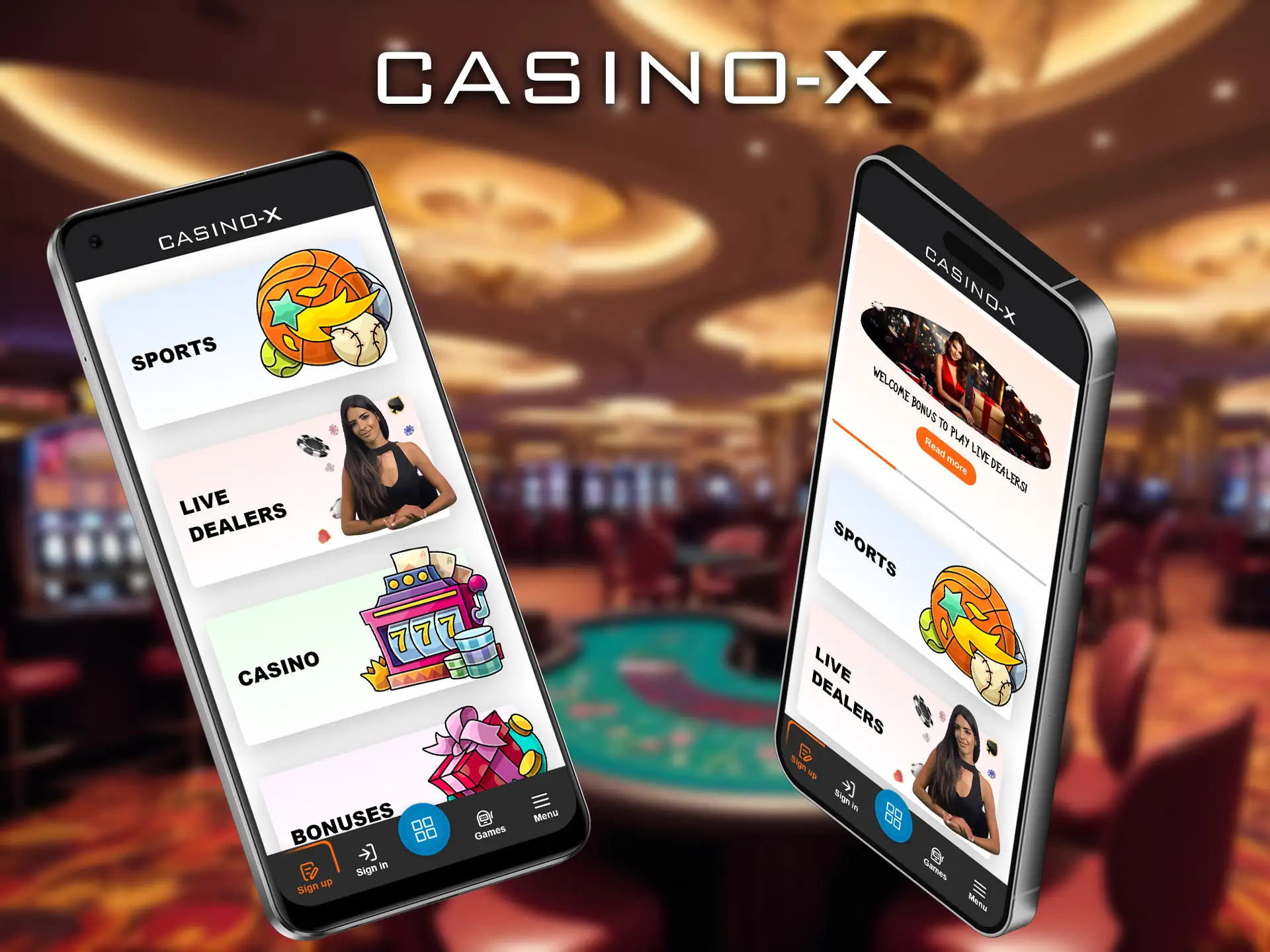 Download the Casino-X mobile app for Android or iOS and play your favorite games anytime, anywhere