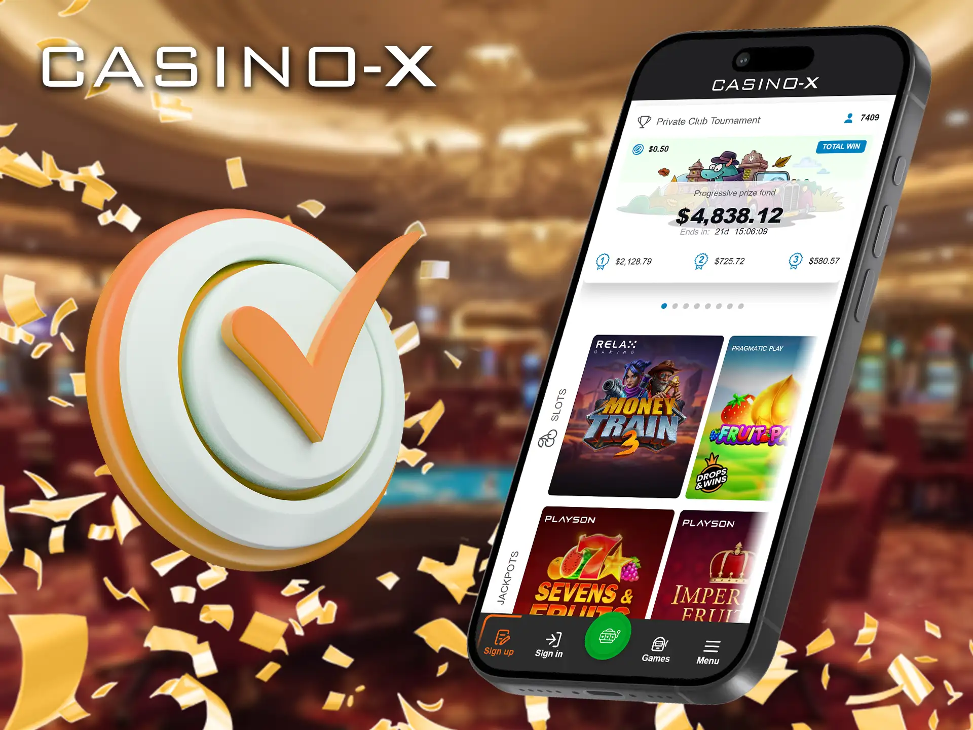 L'application mobile Casino X vous donne le pouvoir de jouer a vos machines a sous preferees quand vous le souhaitez !