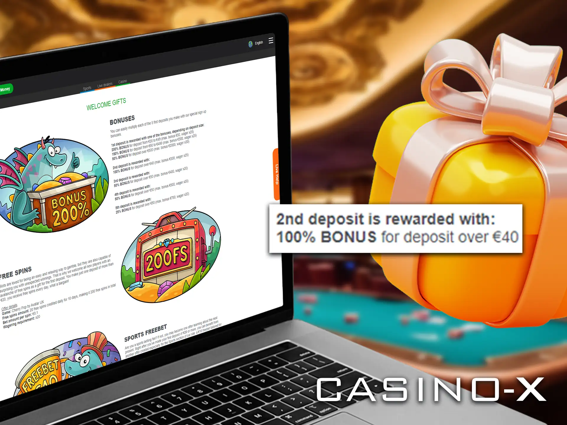 En plus du bonus de premier depot, le Casino X offre egalement un bonus de deuxieme depot !