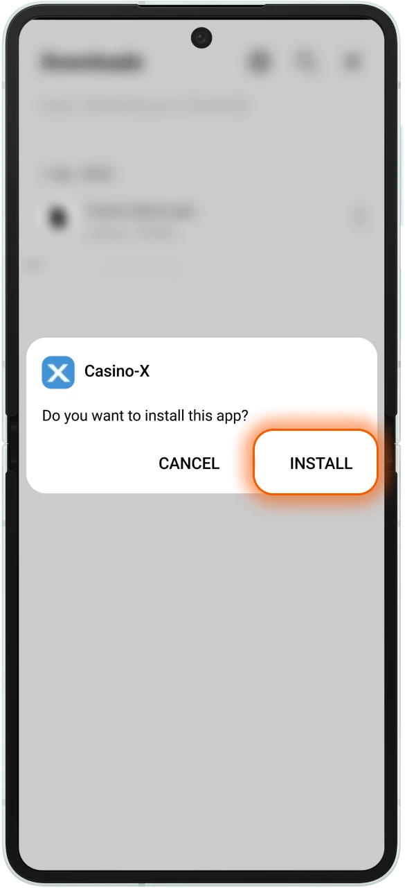 Locate the Casino-X app on your device and begin the installation process.