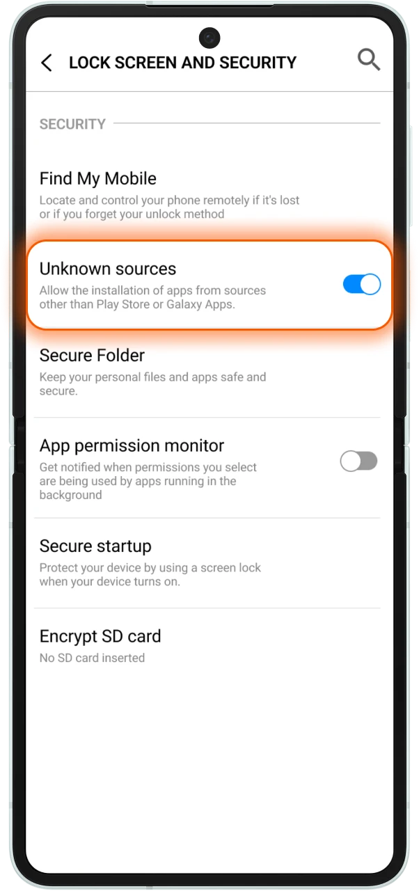 Before you install the Casino-X app, you should set your security preferences.