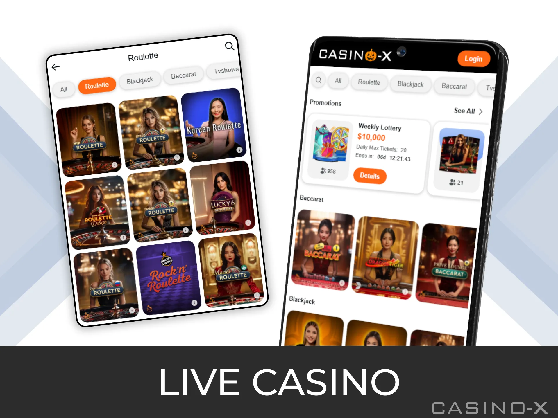 Play your favorite games in real time with live dealers at Casino-X.