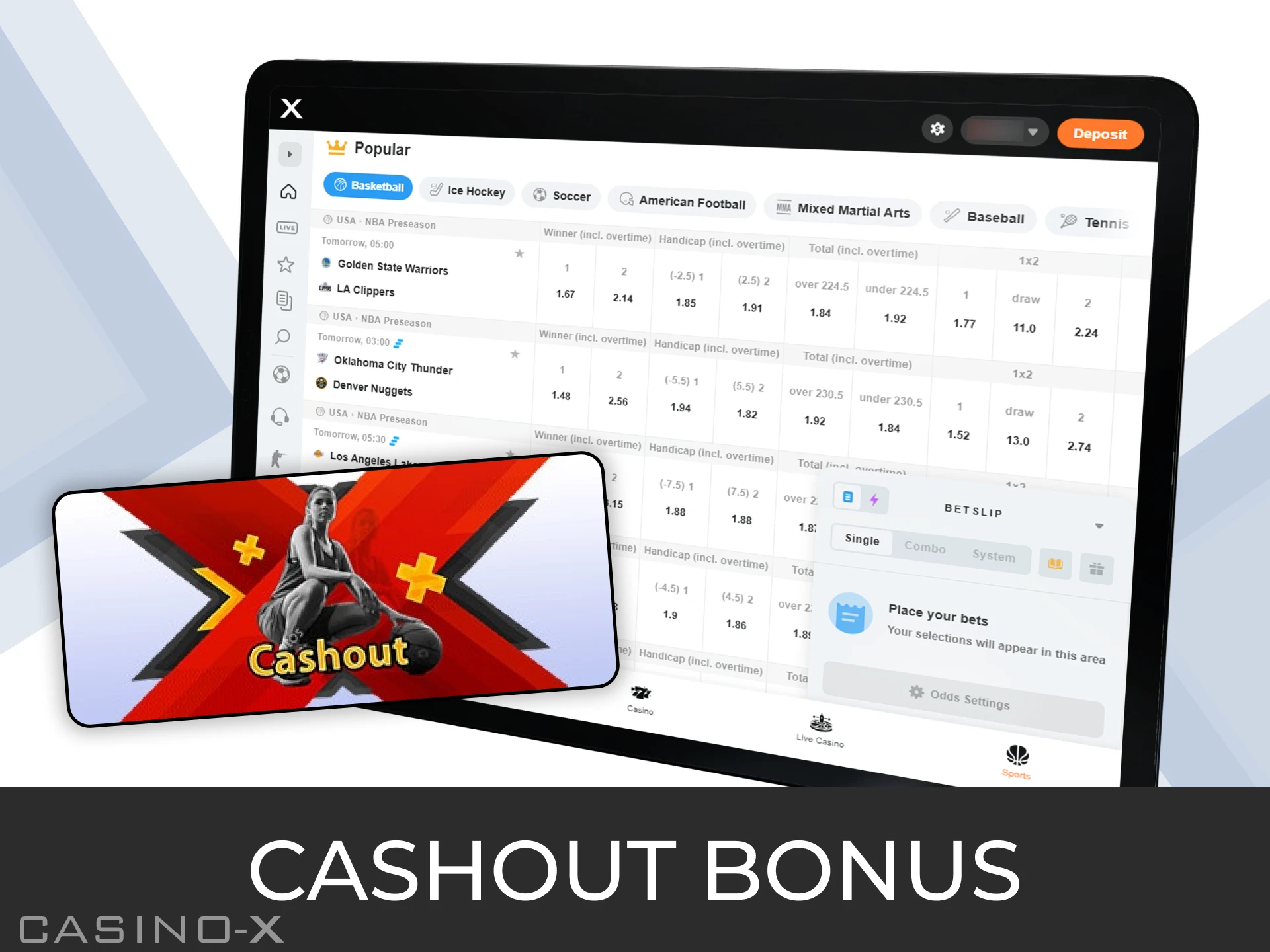 Casino-X allows you to settle your bets before the match ends.