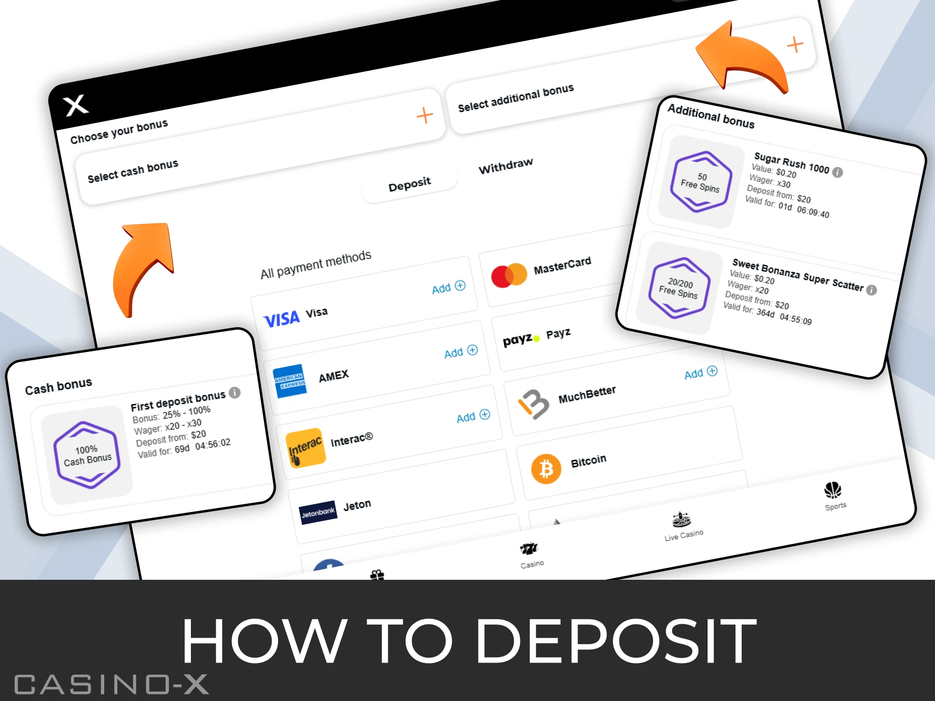 Learn how to quickly fund your Casino-X account.