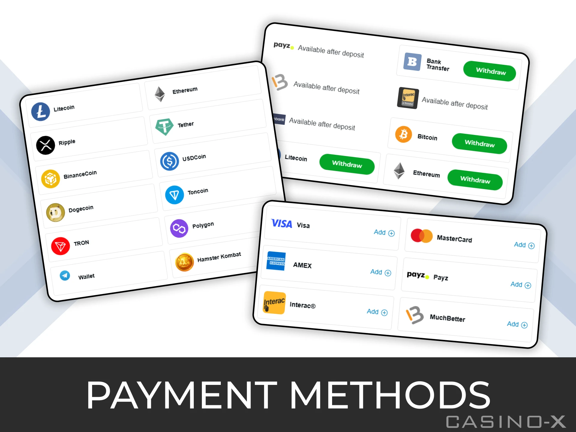 At Casino-X, we use only the most trusted and secure payment methods.
