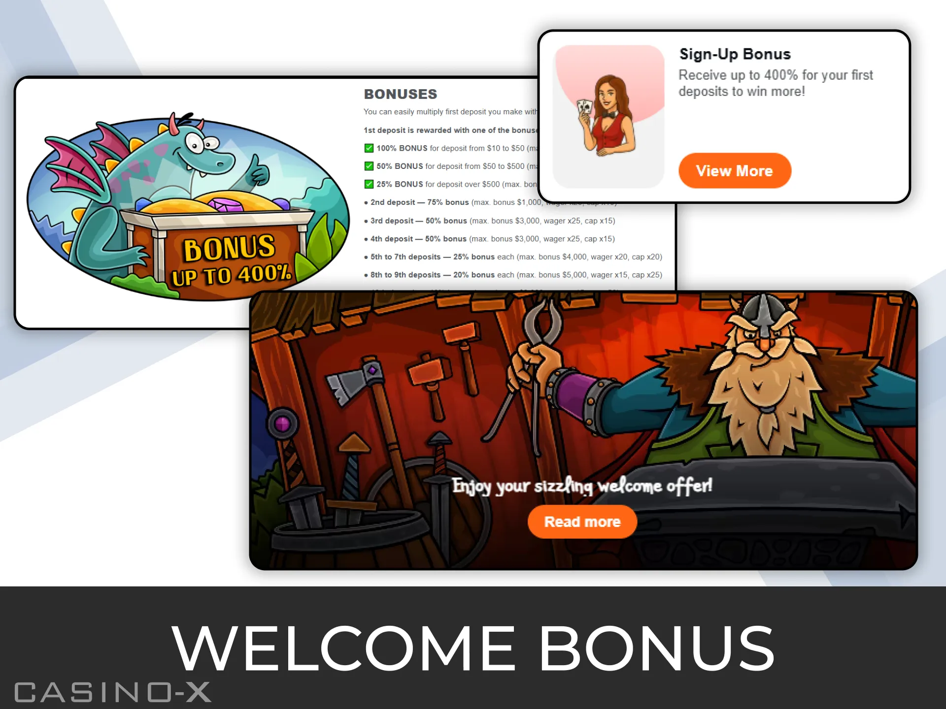 Join Casino-X and get ready to receive exciting bonus offers after you sign up!